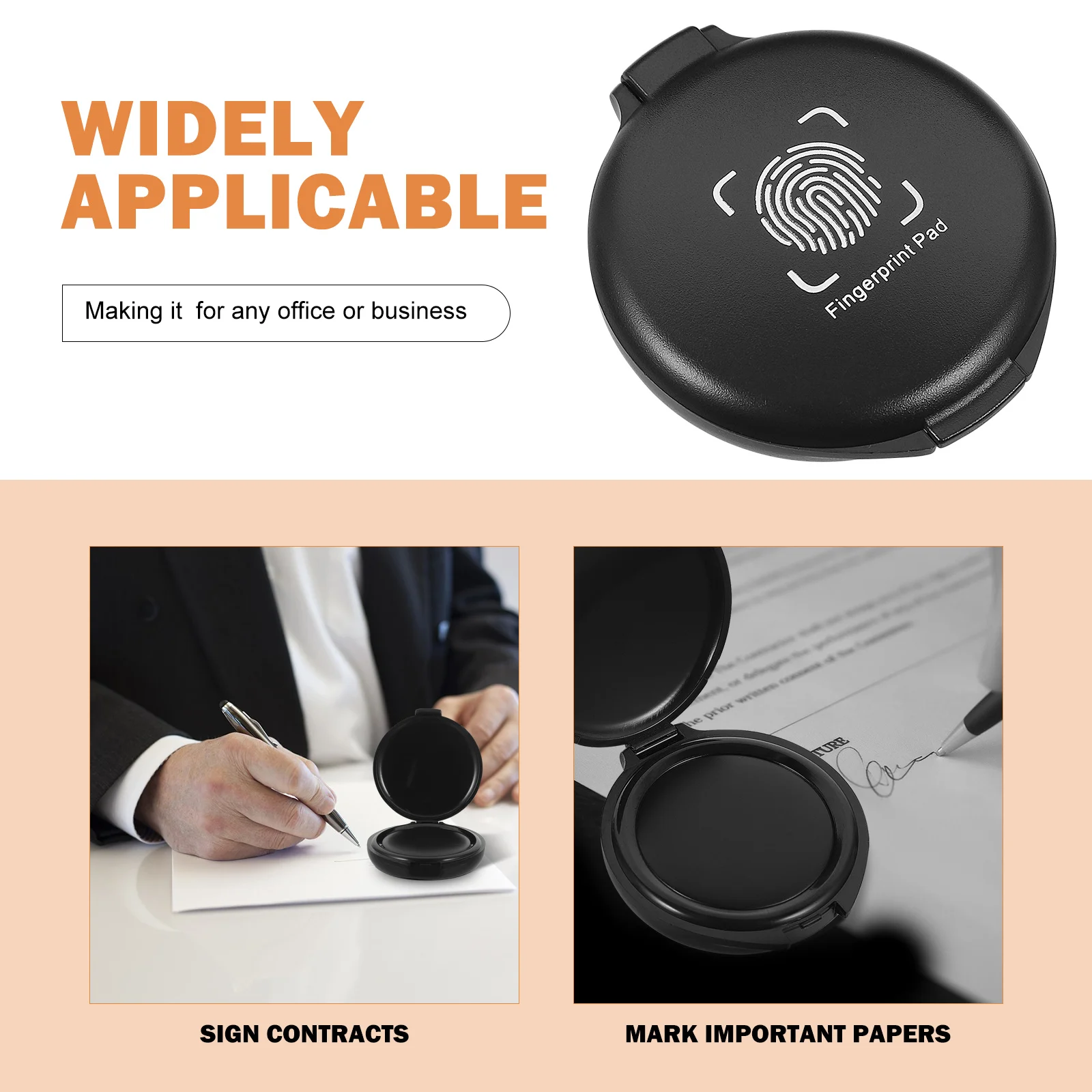 Portable Fingerprint Stamp Pad Compact Round Mini Ink Pad For Document File Sign Financial Accounting Use Office Supply