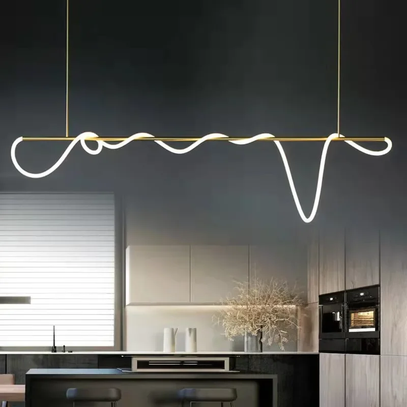 Italian Minimalist Chandelier Living Room Creative Bar Bedroom Line Restaurant Led Light Hanging Lighting DIY Pendant Lamp Home