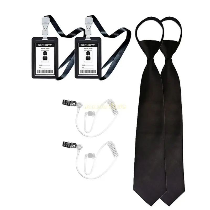 Traje agente secreto 31bf Halloween com gravata do pescoço e óculos pretos para crianças adultas dramatizações