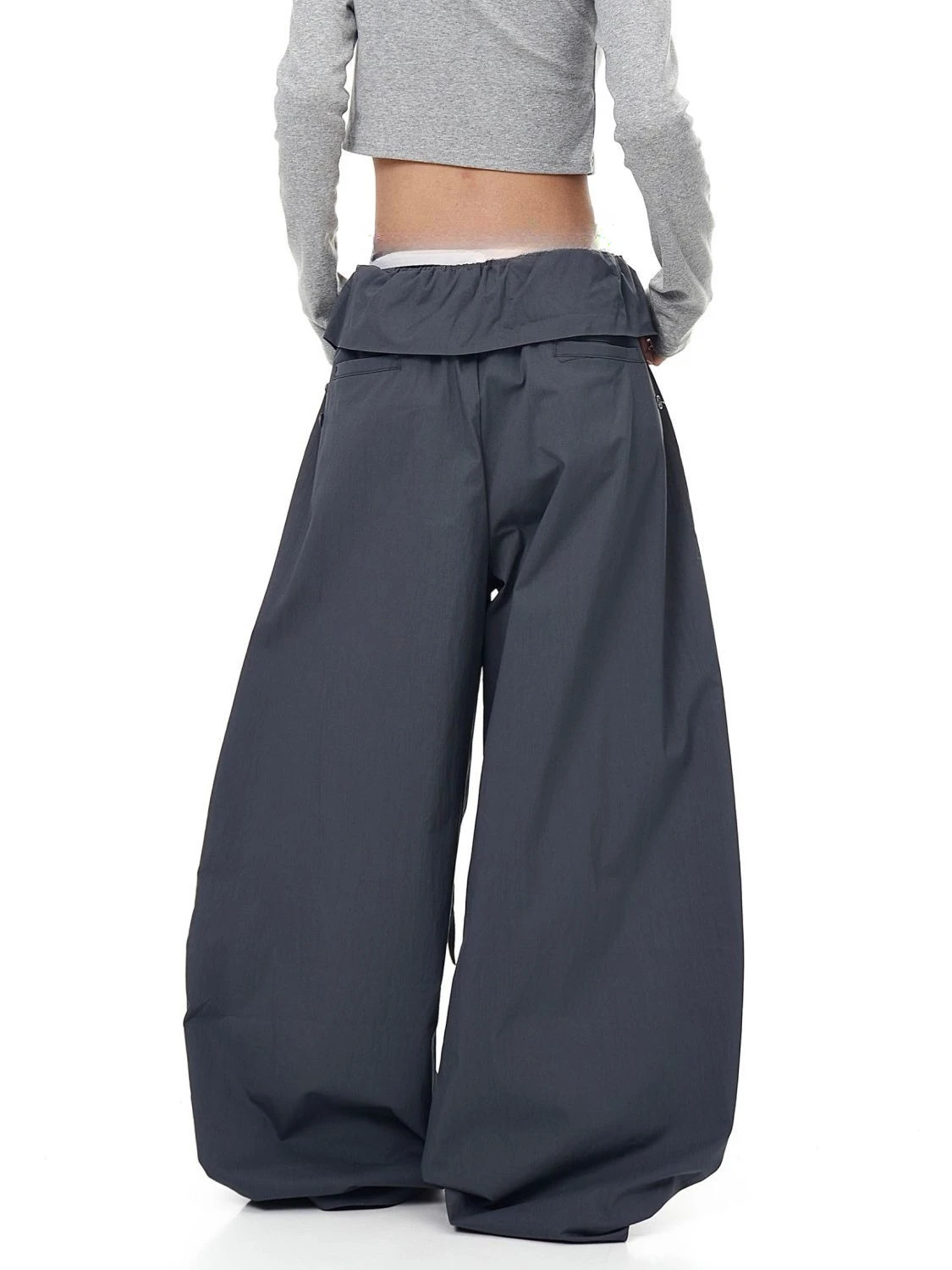 Pantaloni sportivi grigi vintage da donna Pantaloni cargo patchwork larghi 2025 Autunno Harajuku Estetica anni 2000 Y2k Pantaloni hip-hop oversize