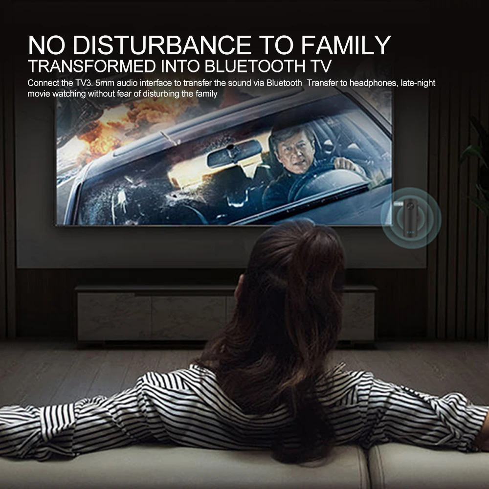 Lavalier 블루투스 5.3 자동차 송신기 리시버 어댑터, 자동차 스피커용 AUX 잭, 오디오 음악 리시버 핸즈프리, 3.5mm