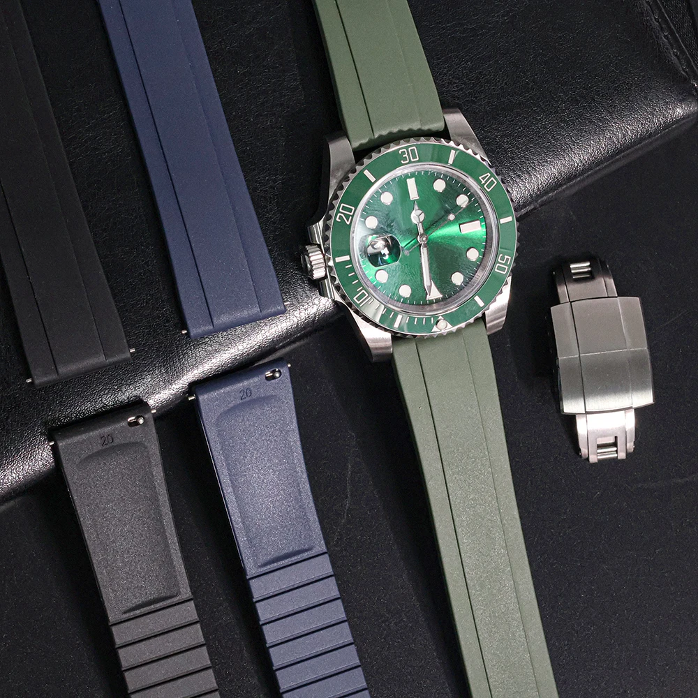 Nuovo cinturino per orologio Daytona Design CTS in gomma fluorurata 20mm 22mm Cinturini per orologi con fibbia a farfalla a sgancio rapido Cinturino FKM per taglia