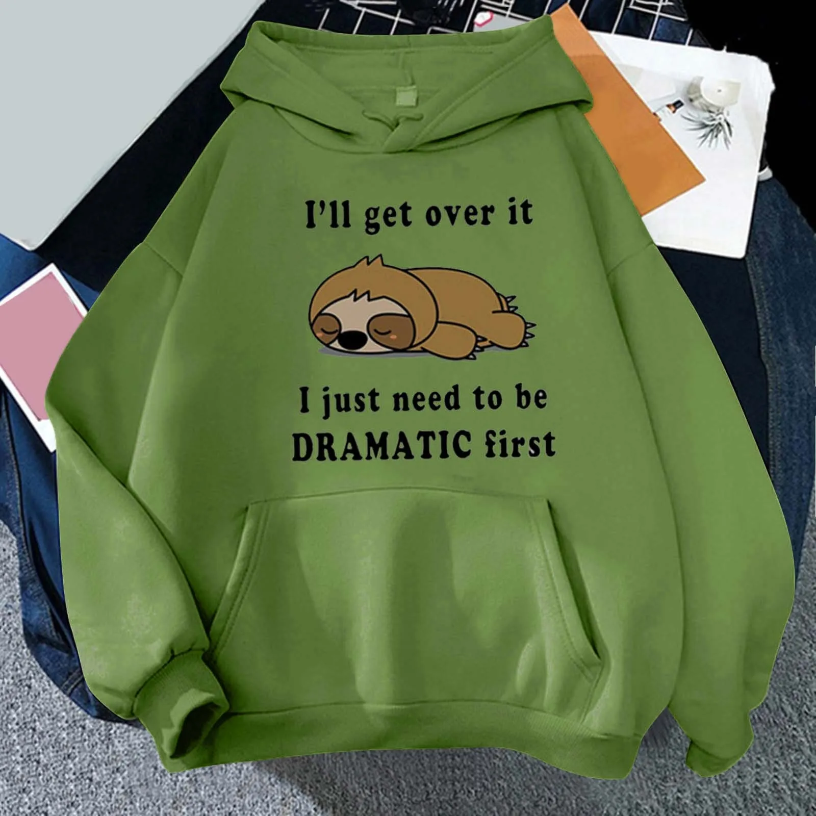 

I'll Get Over It Print Sweatshirts Pullovers Hoodie Women Fashion 2023 Harajuku Loose Hooded Autumn Winter Female Clothes