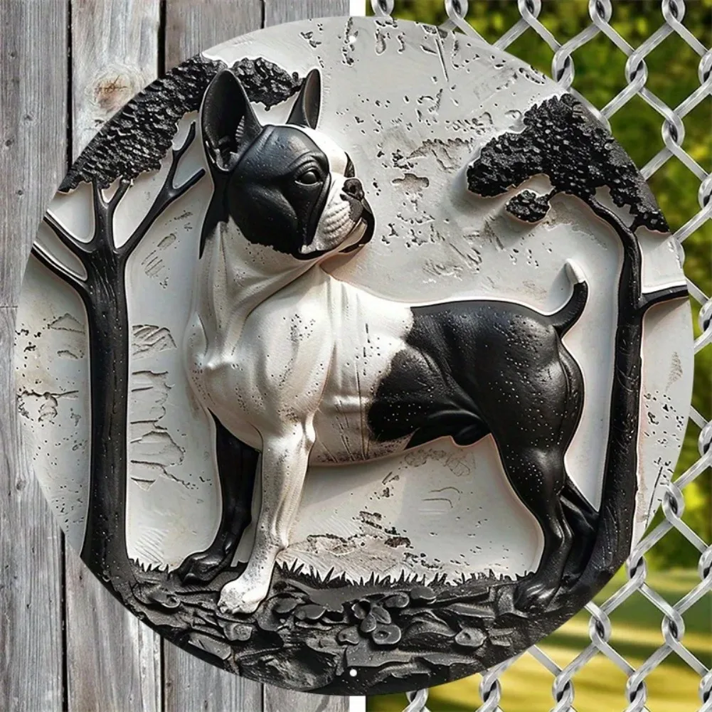 Lebhaftes Aluminium-Metallschild, perfekt für die Dekoration im Schlafsaal, Valentinstagsgeschenk, Hippie-Thema, Liebhaber von Boston Terrier