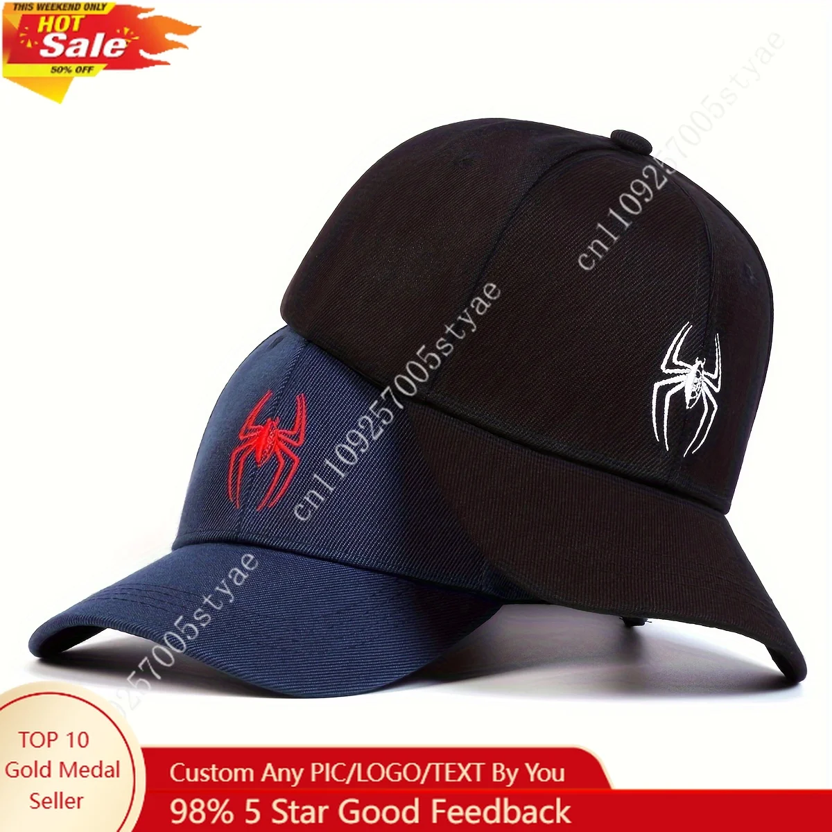 

Men'S Spider Embroidery Baseball Cap Fashion Sports Hat Outdoor Adjustable Casual Hat Summer Travel Beach Vacation