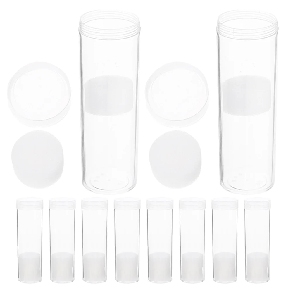 

10 Pcs Empty Commemorative Coin Box Collection Supplies Capsules Jar Plastic Tubes Cylinder