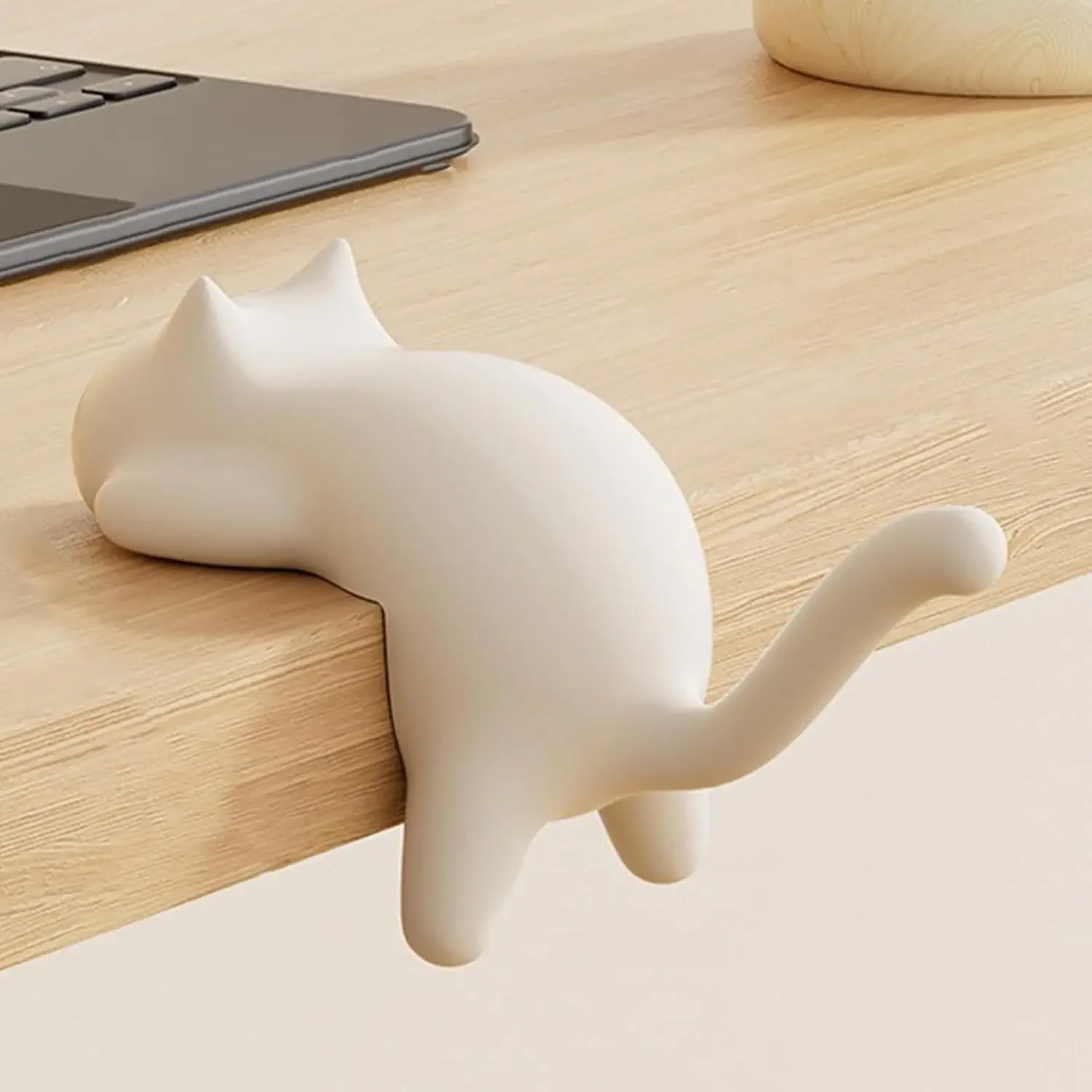 

Cute Cat-Shaped Desk Hook, No Marking, Multi-Functional Bag Hanger, White