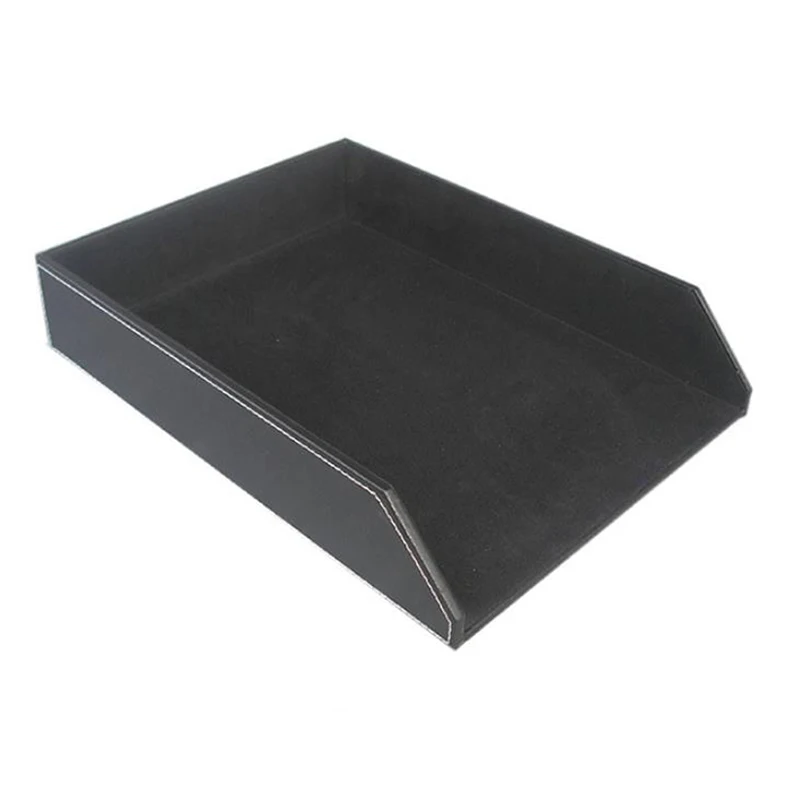 PU Leather Collection Letter Tray,Document Desk Stackable Office File