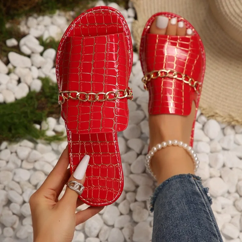 

2024 Summer and Autumn New Large Size Open-toed Flip-flops Flat Wedge Sandals for Women Shoes for Women