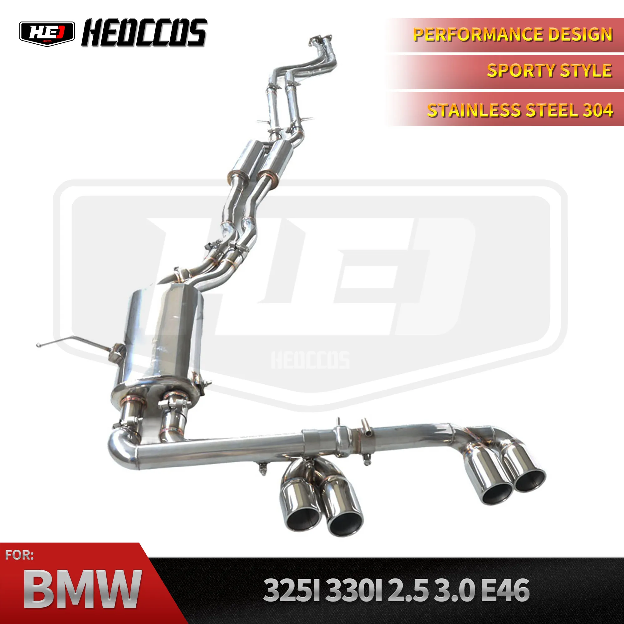 

Выхлопные трубы HEO Catback для BMW 330i 325I E46 2,5 3,0 2000-2006, гоночная система глушителя выхлопной трубы из нержавеющей стали