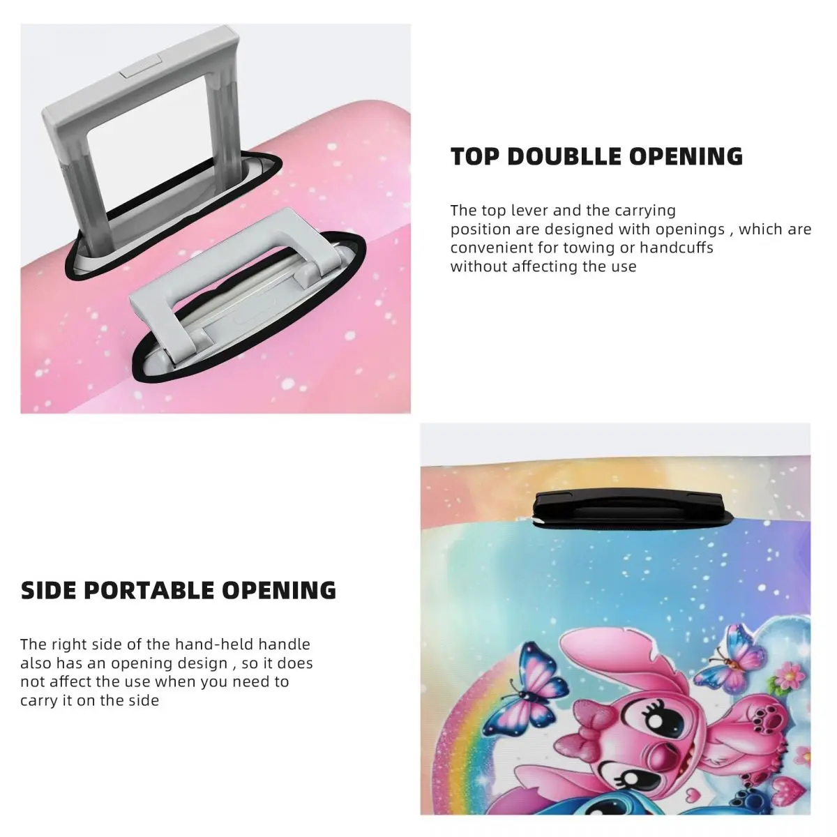 غطاء حقيبة ليلو وستيتش Angel باللون الوردي، حماية عملية لمستلزمات الأمتعة