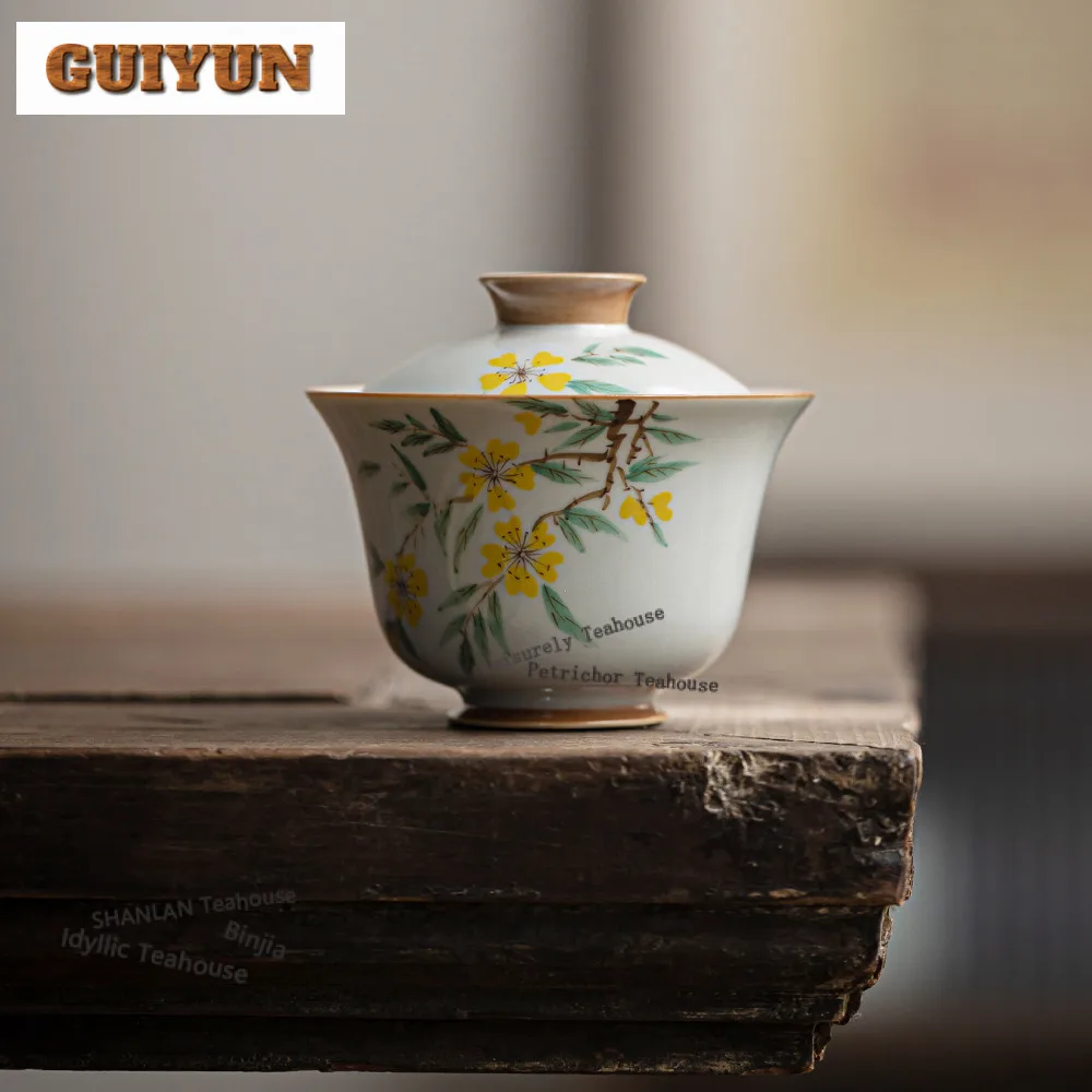 100ml-peint-a-la-main-fleur-de-kerria-gaiwan-esthetique-the-tureen-bol-a-the-avec-couvercle-kit-theiere-couverture-bol-kung-fu-service-a-the-artisanat