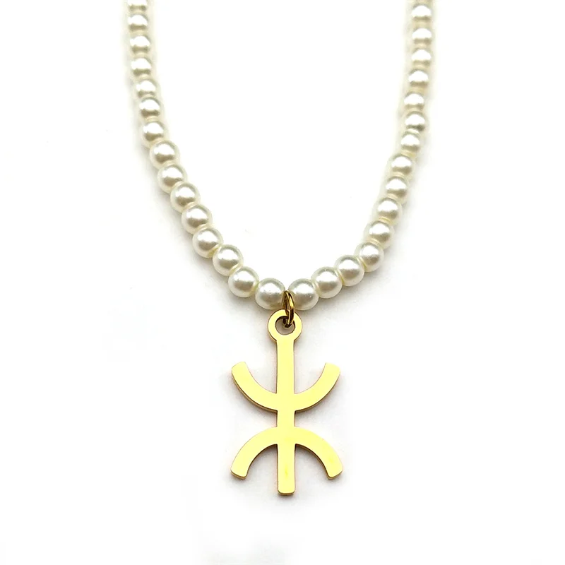 Afrika Berber Symbol Anhänger Halsketten Für Frauen Männer Edelstahl Perle Afrikanische Berber Kabyle Stil Kette Schmuck Geschenke – Detail 7