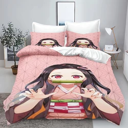 Demon Slayer: Kimetsu no Yaiba kamado Nezuko Anime 100% Polyester Bedding Set Duvet Cover Set Printed Cartoon Home Decor