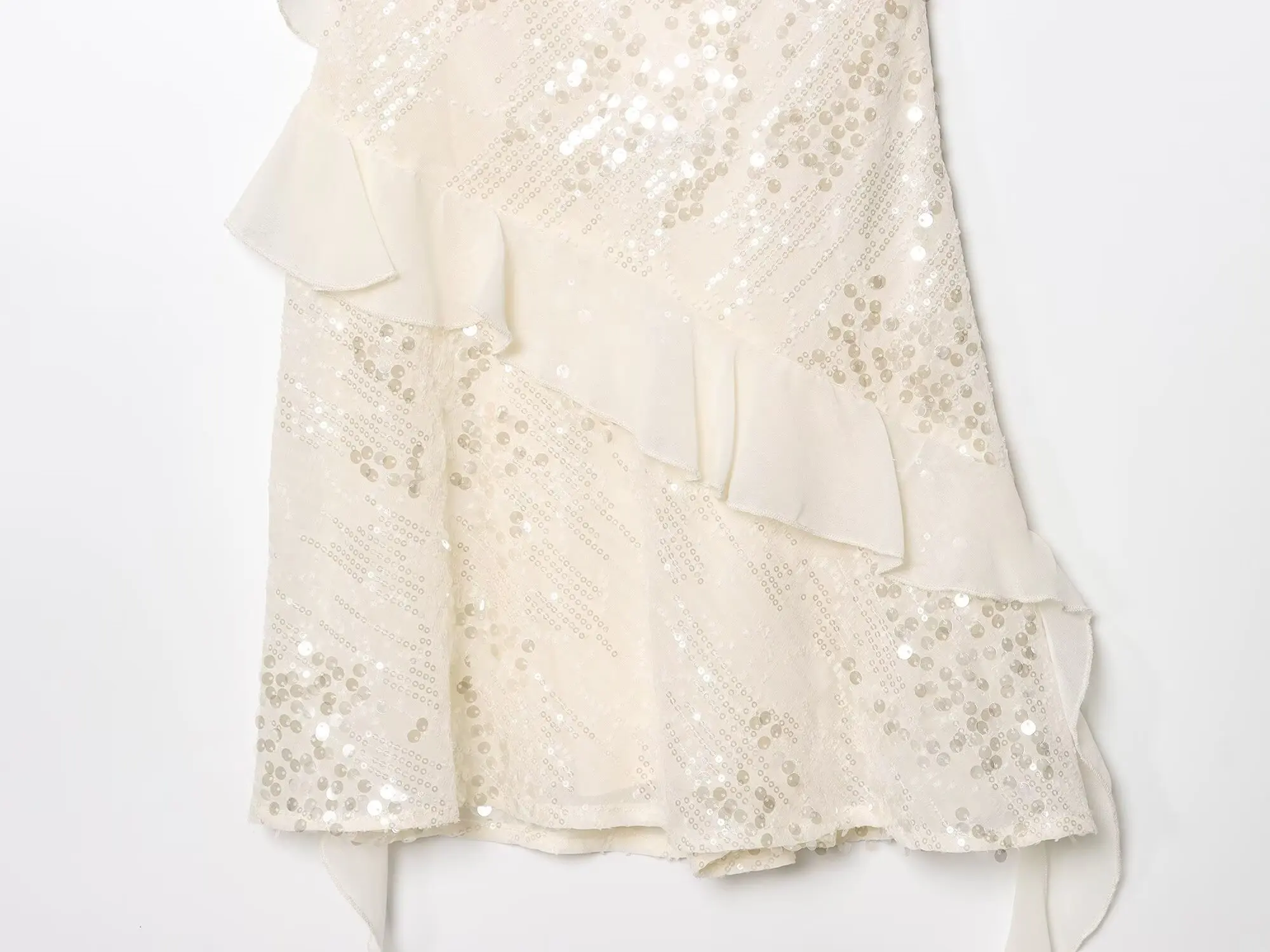 KONDALA Damska Seksowna Elegancka Sukienka na Ramiączkach typu Cami z Dekoltem typu Halter, Zdobiona Cekinami, Falbankami, Zwiewna Mini Sukienka Modna na Lato 2025 na Imprezę, Randkę, Wakacje, Sukienka Damska