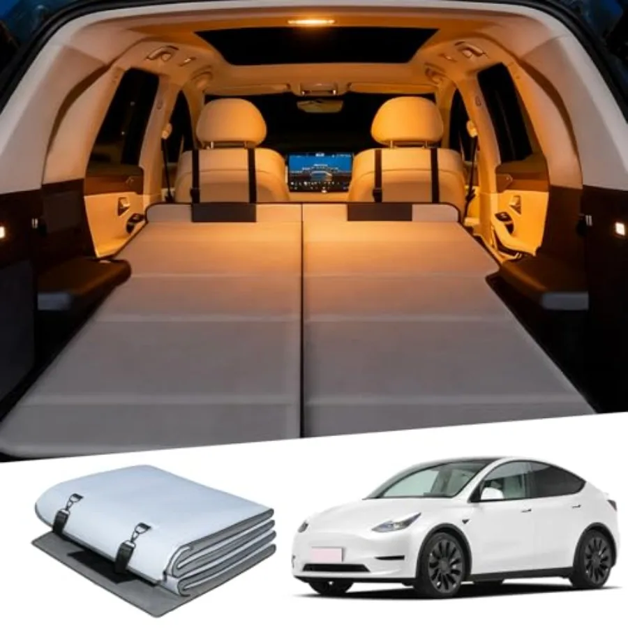 

Кемпинговая кровать для внедорожника Tesla Model Y: платформа для сна в багажнике, мягкий флокированный матрас со складной системой хранения