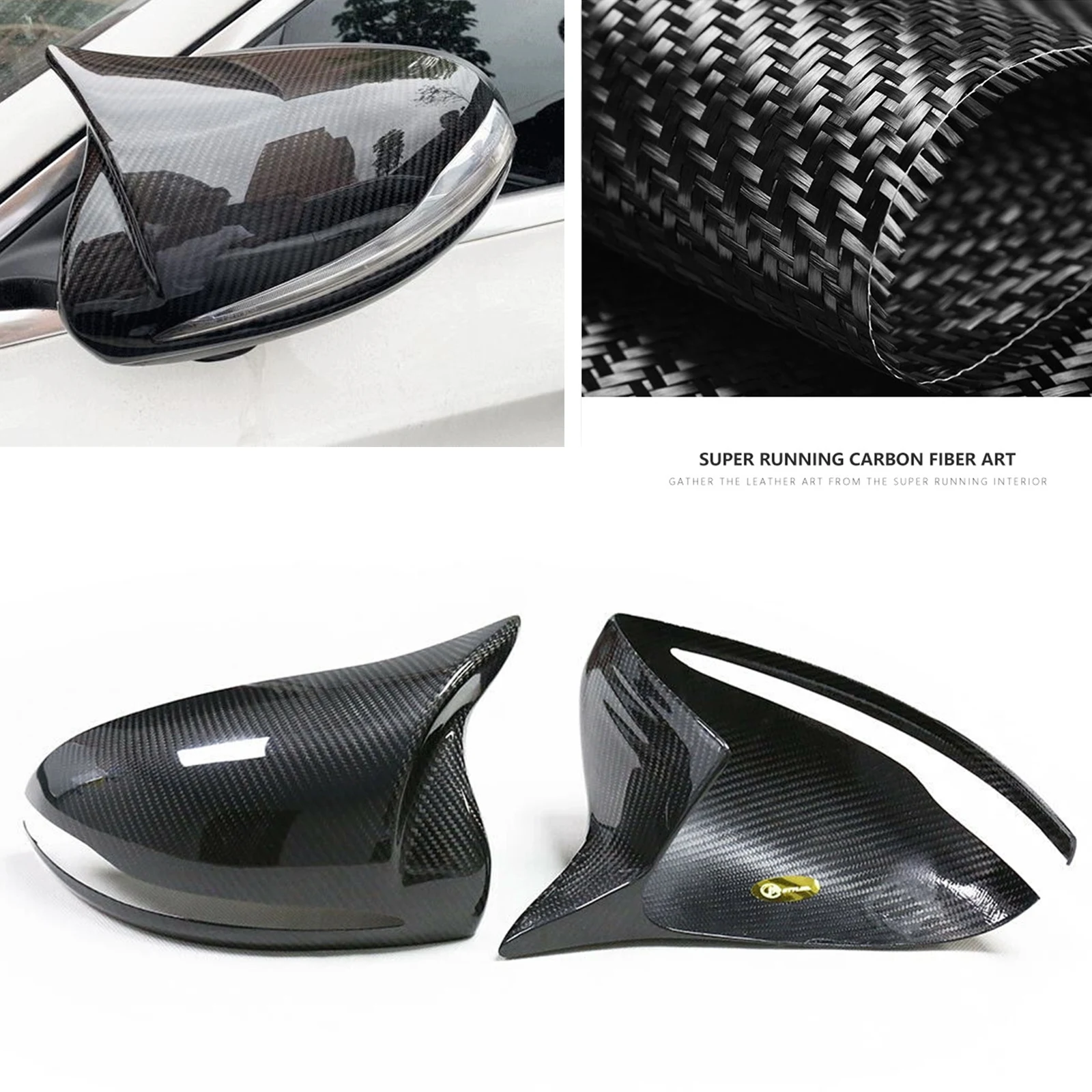 2PCS Carbon Fiber Car Exterior Mirror Cover Add On Side Rear View Caps Shell For Mercedes Benz C217 W205 W238 2014-2020