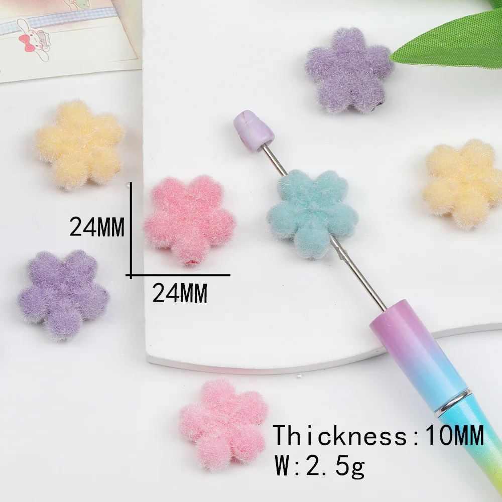 

Clearance 100Pcs 24*24MM DIY Beads/Flower Shape/Flocking Effect/Acrylic Bead/Hand Made/Jewelry Findings & Components #17410