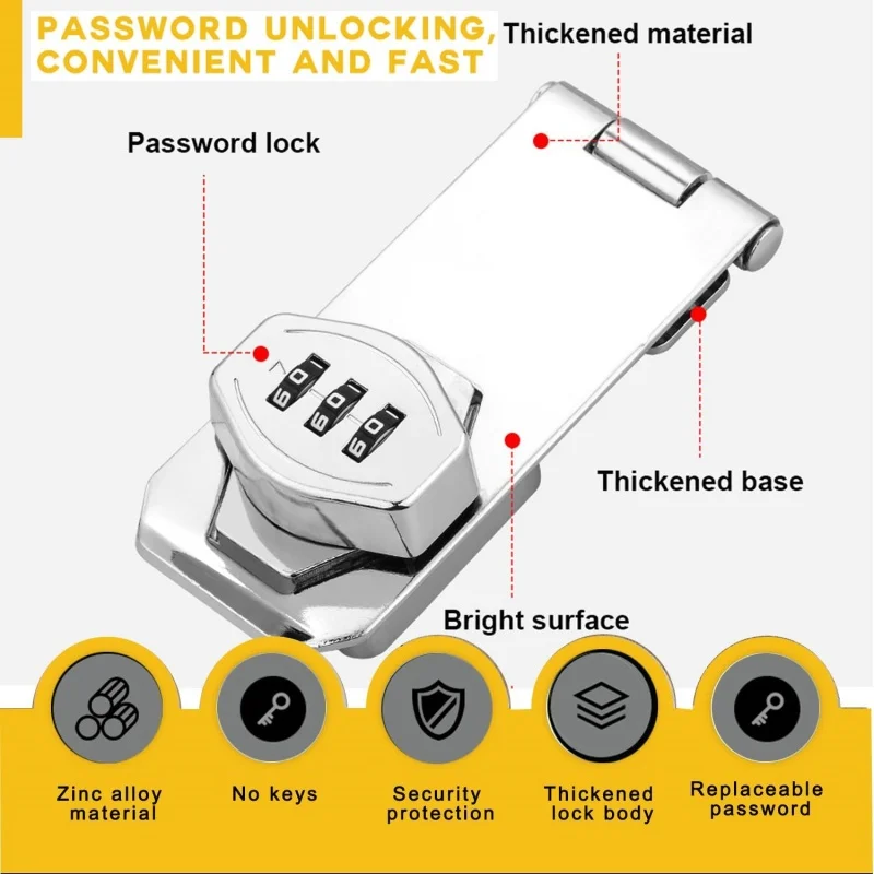 3 Digit Household Security Cabinet Password Locks Keyless Drawer Combination Coded Door Cabinets Home Hardware Zinc Alloy Latch image 3