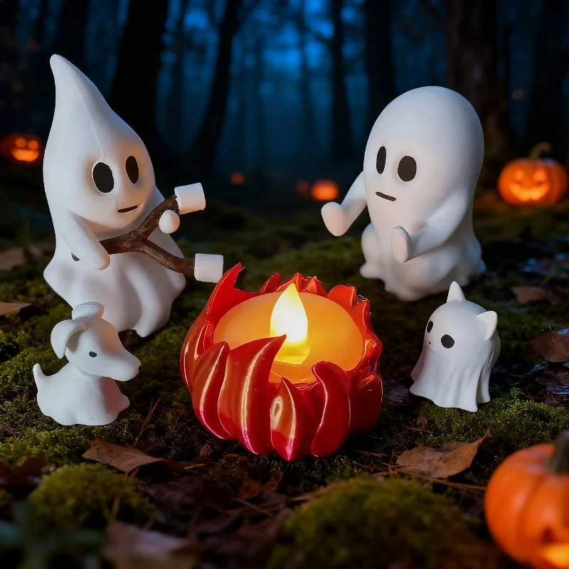 1 Set Halloween Ghost Campfire Decor Spooky Outdoor Party Haunted House Props Scary Backyard Scene Gathering Decoration Gift