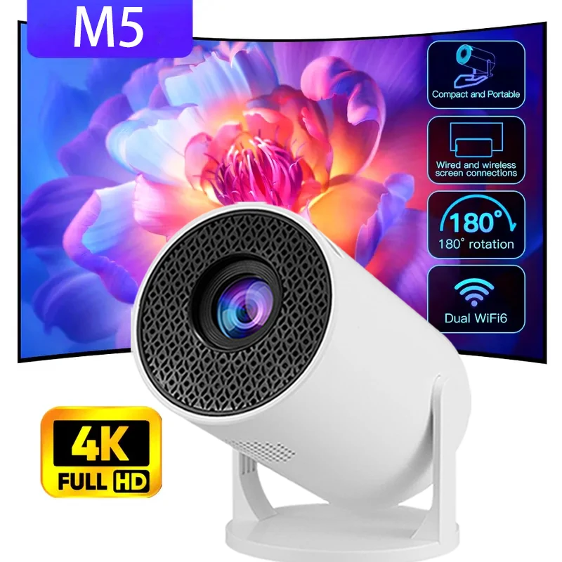 

M5 Mini Projector - 720P, Wired Screen Connection, 180° Rotation,Portable Home Theater Projector , Home Theater Projector