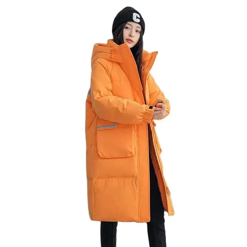 Duck Duck Down Jacket Female Winter Temperament In 2024 Long Hooded Korean Version Of Drawstring Waist Fashion Casual Coat.