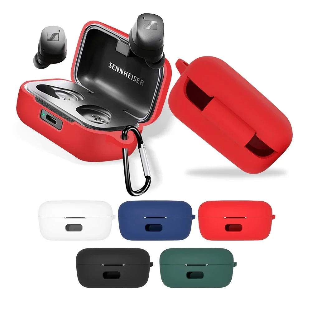 Pelindung anti guncangan, pelindung silika cocok untuk Sennheiser MOMENTUM Wireless 3/4 True Case dapat dicuci bingkai lengan anti selip