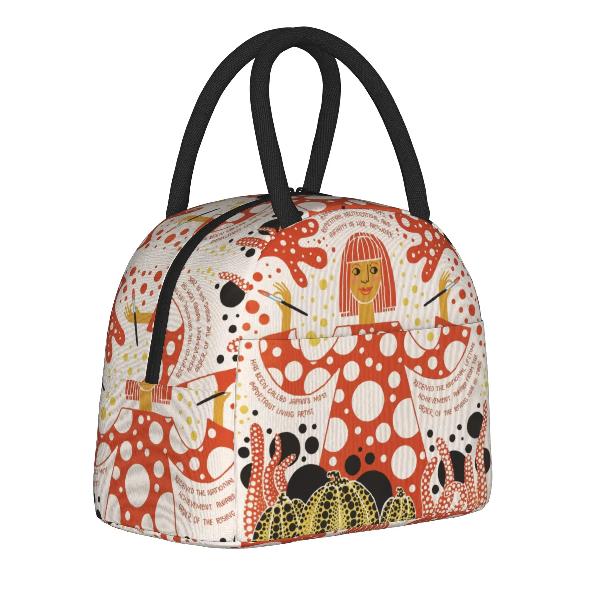Yayoi Kusama Polka Insulated Lunch Bags High Capacity Pumpkin's Girl Reusable Cooler Bag Tote Lunch Box Work  Picnic Girl Boy