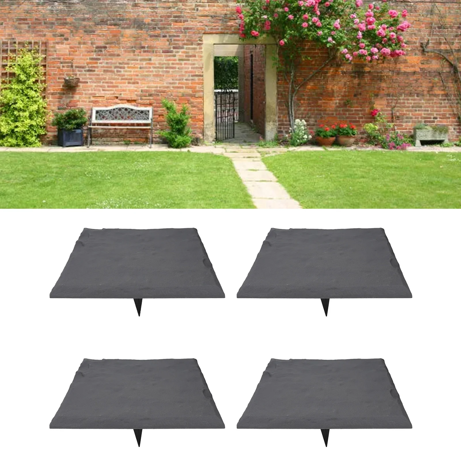 

Садовый декоративный камень-ступенька из полипропиленовой смолы с креплением к земле, всепогодный, для газона, уличный, квадратный, серый