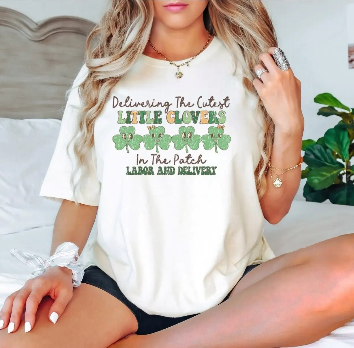 Delivering The Cutest Little Clovers Labor And Delivery T Shirt Nurse St Patricks L D