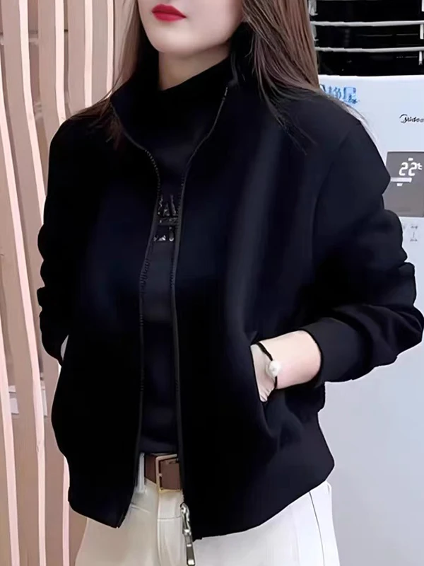 

Женский свободный кардиган на молнии с длинными рукавами, осенне-зимняя модная верхняя одежда, повседневное удобное хлопковое пальто прямого кроя