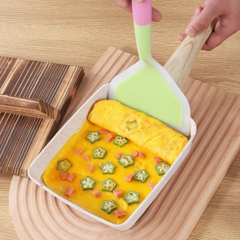 Fried Egg Pan Nonstick Japanese Omelette Tamagoyaki Frying Pan with Wooden Cover Gas Stove and Induction Cooker Kitchen Cookware