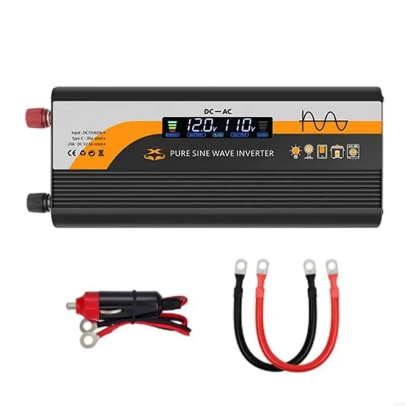 

462E 2000W Автомобильные инверторы 12В 24В до 220В преобразователи с USB-портом ЖК-дисплея