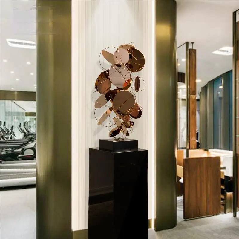 steel sculpture Hotel lobby sales office modern soft decoration model room living room art decoration metal Stainless