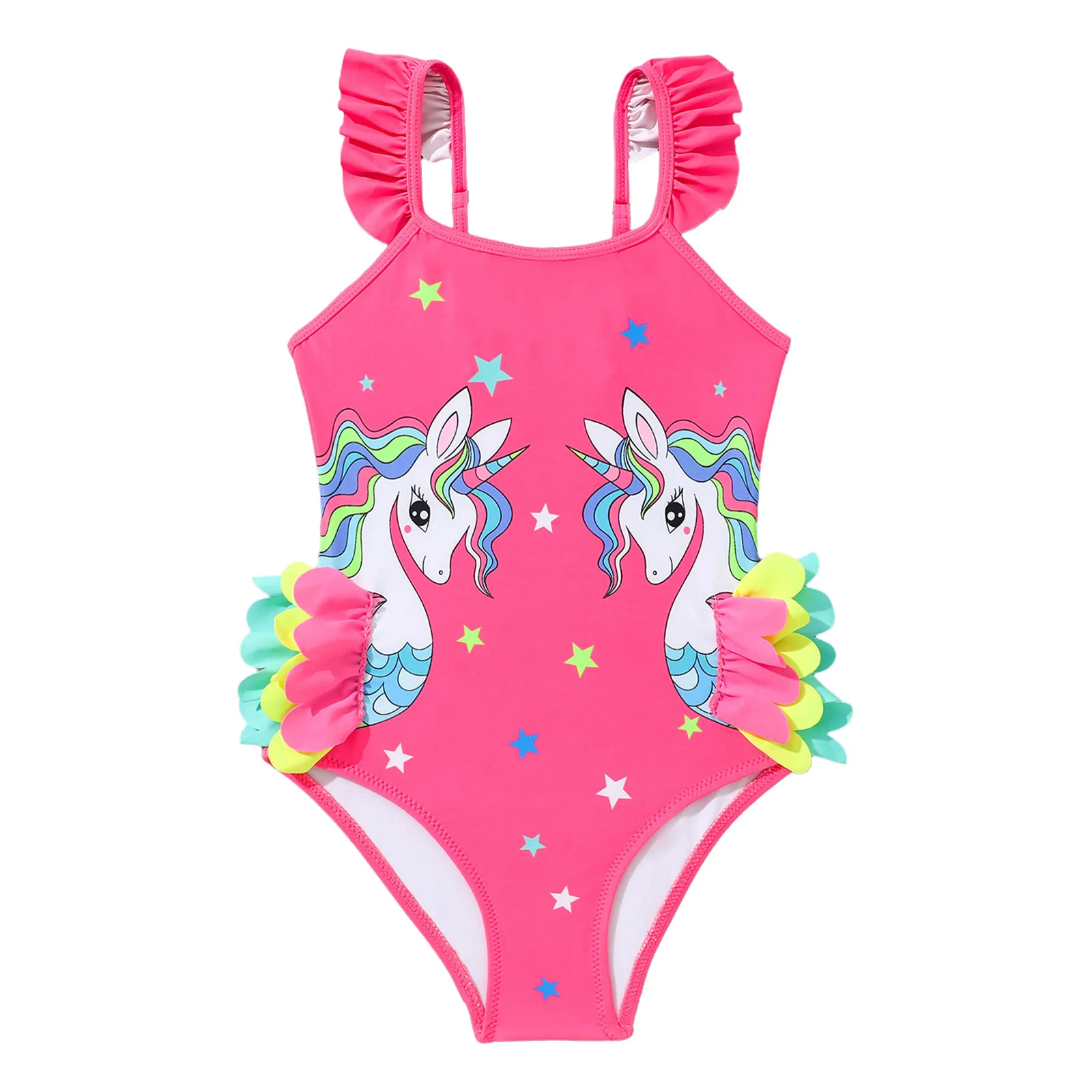 Kids Little Girls Swim Leotard Printed One-Piece Swimsuit Swimwear Beachwear Bodysuit for Summer Holiday Swimming Bathing Suits