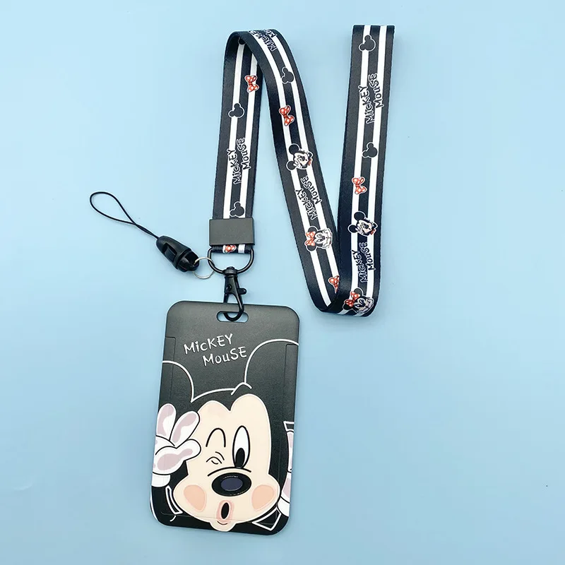 Mickey Minnie ID Badge Holder Neck Strap Donald Daisy Door Card Holders Lanyards Girls Boys Disney Keychain Credential Holder
