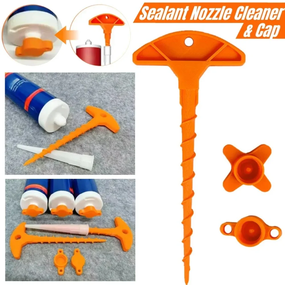 

1 Set Glass Glue Sealing Cap Nozzle Cleaning Tools Portable Glass Caulk Tubes Prevents Drying Sealant Gun Nozzle Dredge Tools