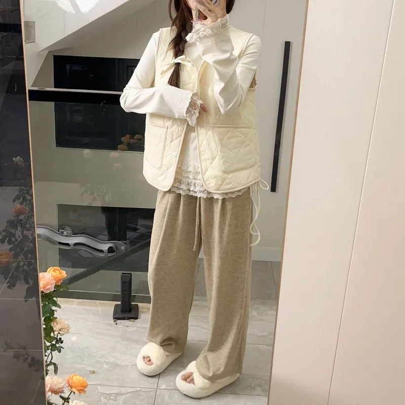 

Женский легкий пуховый хлопковый многослойный жилет в сэндвич-стиле, теплый внутренний жилет, жилет на спине для повседневной модной одежды