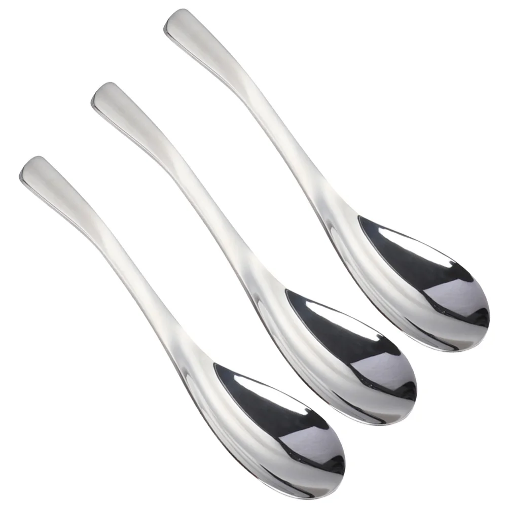 

3 Pcs Spoon Meal Stainless Steel Tablespoon Soup Serving Spoons Utensils for Rice