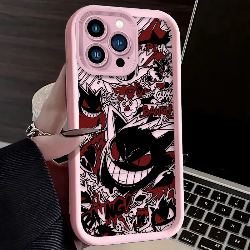 Funda de silicona P-Pokemon Gengar con graffiti para iPhone 17 Air 16 16E 15 14 13 12 11 Pro Max X XS X S Max XR SE 2020 SE4 7 8 6