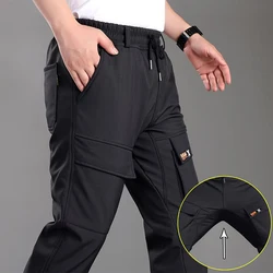 Men Winter Cargo Pants Climbing Camping Hiking Fleece Fishing Tactical Sharkskin Multiple pockets SkiingTrekking Trouser