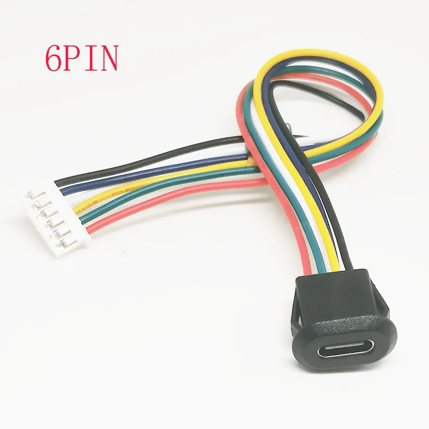 1-10szt Złącze USB typu C 6PIN Z klamrą na kartę Żeńskie 5A Wysokoprądowe szybkie ładowanie Port USB-C Gniazdo wtyczki ładowarki