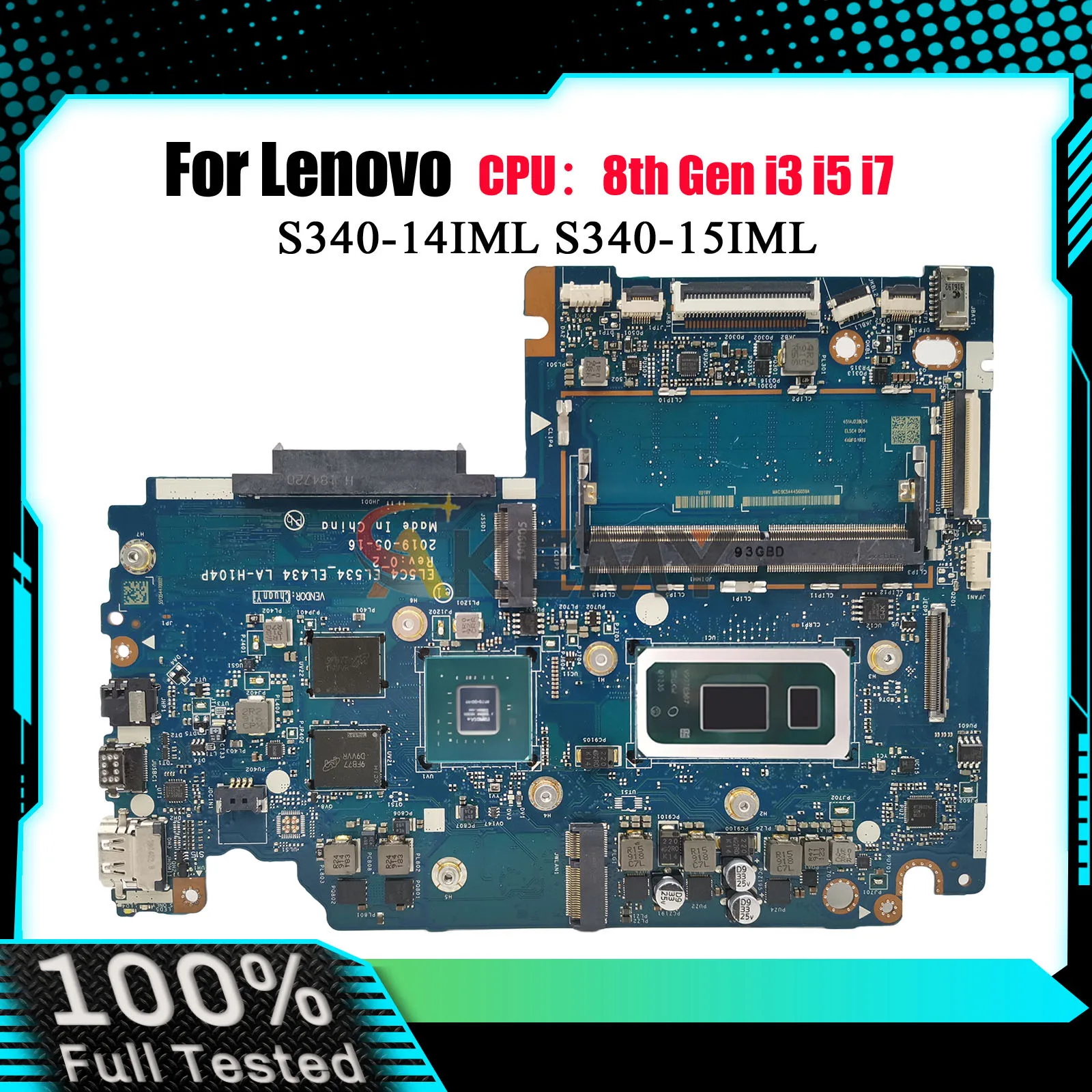 

Laptop Motherboard LA-H104P For Lenovo S340-15IML with i5 i7 CPU MX230 2GB 4GB RAM 100% Fully Tested