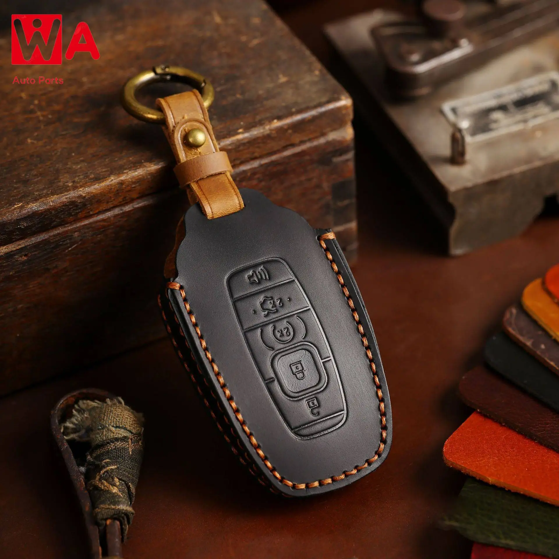 

Car Key Cover Case For Lincoln Navigator Adventurer Aviator Keychain Keyring Shell Fob Holder Genuine Leather
