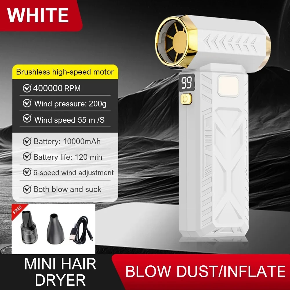 400000 RPM Borstelloze Mini Turbo Jet Fan Air Blaster 10000 mAh Draadloos Luchtpistool Oplaadbare Blower Draagbare Fan Cross Jet Gun