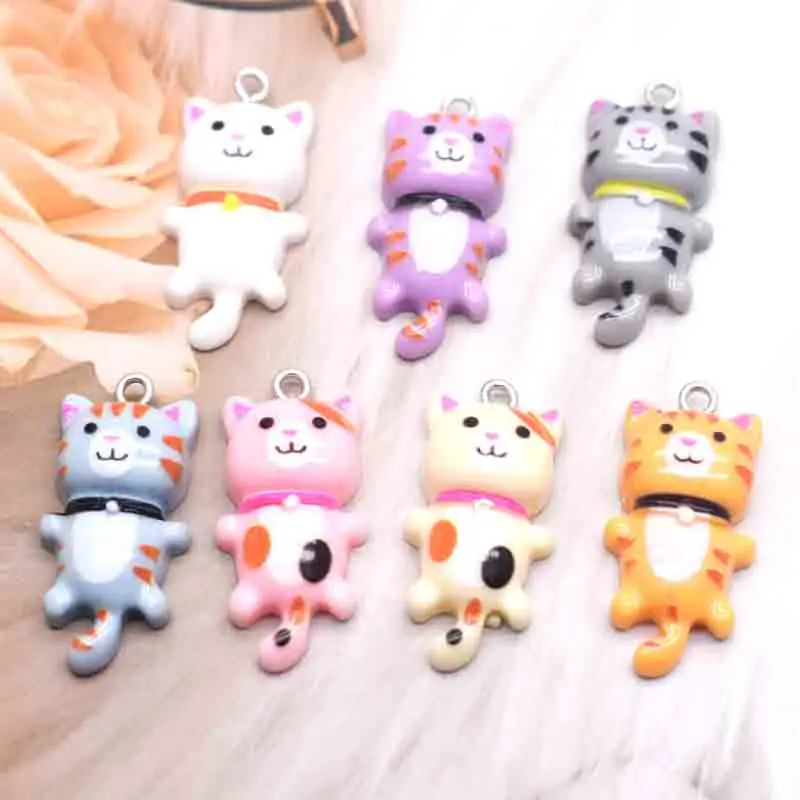 10pcs 15*29mm Cute Cat Flat Back Charms For Pendant DIY Earrings Necklace Jewelry Accessories Finding