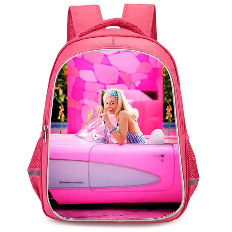 16-inch Barbie Girl School Backpack with Double Zipper Pocket,Orthopedic Bags for Boys Girls,Durable Kid Bag for Pupil Students