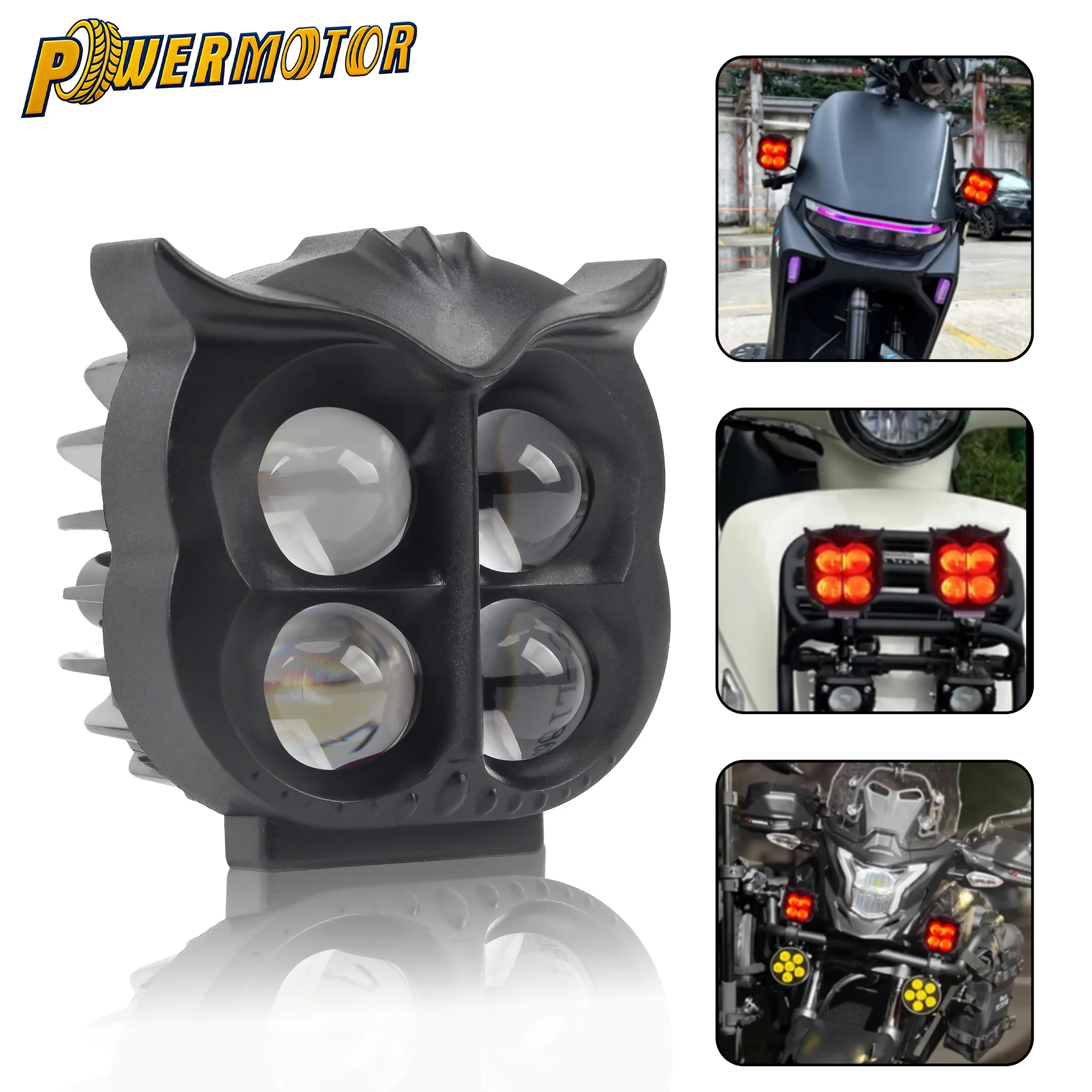 

Motorcycle LED Spotlights Fog Lights Auxiliary lights Owl Shape 4 Light Modes Running Lights Motorbike Scooter Accessories