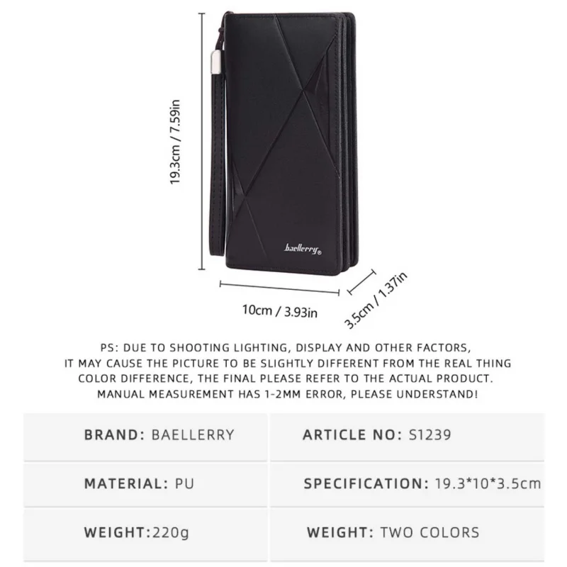 New Large-Capacity Men's Long Wallet, Multi-Functional Zipper Clutch Bag, Business Plain Weave Multi-Slot Card Holder Bag