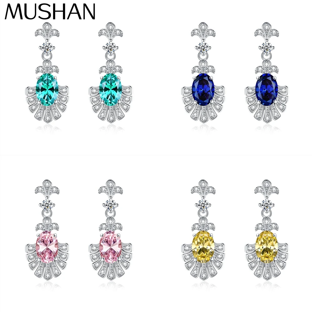 

MuShan Jewelry 925 Sterling Silver Stud Earrings Dangle High Carbon Diamond Trendy Daughter Gift Women Earring Fine Jewelry